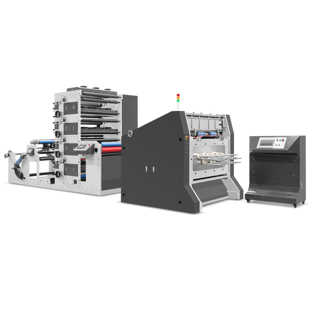 4 գույնի թղթե բաժակ Flexo տպագրական մեքենա՝ Punching Inline-ով